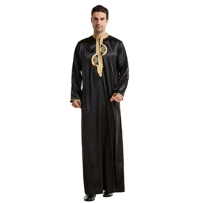 Men Dishdasha Muslim Long Sleeve Dress Daffah Thobe Jubba Saudi Arab Thoub Kaftan Islamic Clothing Robes Abaya Dubai Middle East