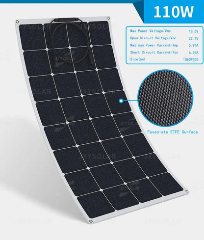 20W - 200W High efficiency SUNPOWER ETFE flexible solar panel  Professional automotive rv yacht solar panels Support for custom