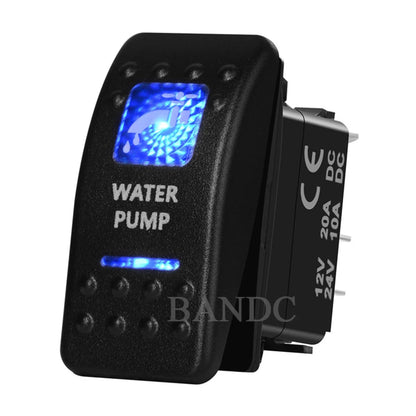 WATER PUMP Rocker Switch 5P On-Off Dual Blue Led Light for Car Boat RV Caravan Camper Trailer, Auto Accessories, 12V 24V