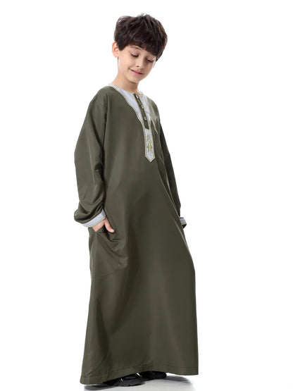 Eid Muslim Kids Abaya Jubba Thobe Dress Kimono Boy Thobe Thawb Caftan for Children Ramadan Long Robes Dress Dubai Arab 2025