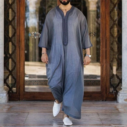 New Fashion Dubai Casual Kaftan Robe Muslim Clothing Dresses Abaya Shirt for Mens