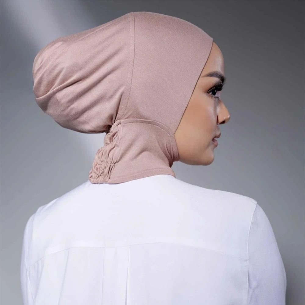 Musilim Women Fashion Elastic Basic Tube Hat Modal Cotton Under Scarf Cap Islamic Inner Cap Easy to Wear Sports Hijab