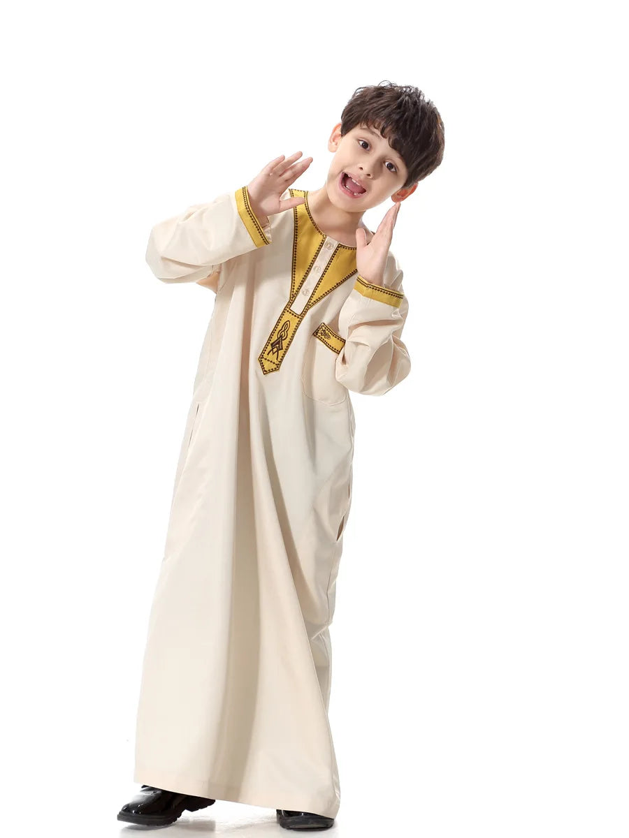 Eid Muslim Kids Abaya Jubba Thobe Dress Kimono Boy Thobe Thawb Caftan for Children Ramadan Long Robes Dress Dubai Arab 2025