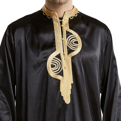 Men Dishdasha Muslim Long Sleeve Dress Daffah Thobe Jubba Saudi Arab Thoub Kaftan Islamic Clothing Robes Abaya Dubai Middle East