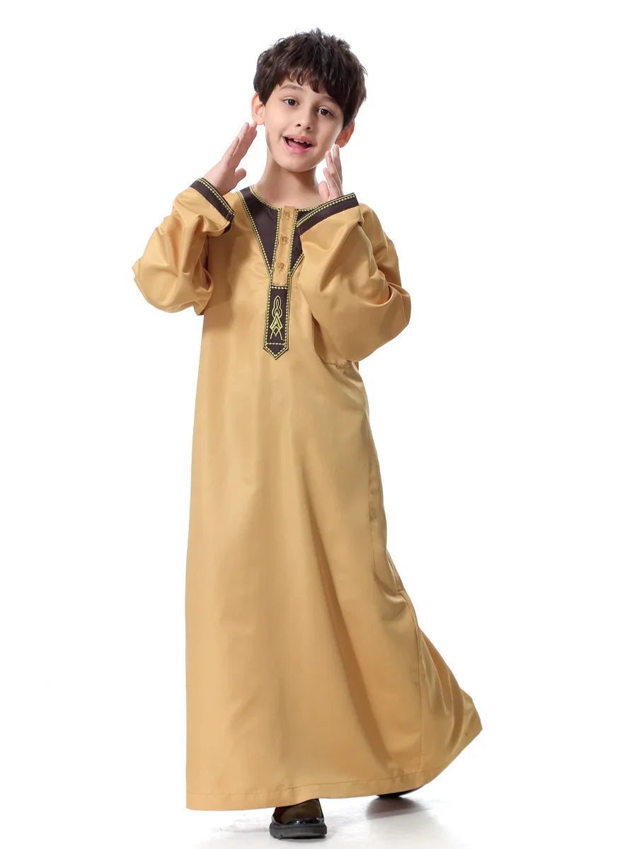 Eid Muslim Kids Abaya Jubba Thobe Dress Kimono Boy Thobe Thawb Caftan for Children Ramadan Long Robes Dress Dubai Arab 2025