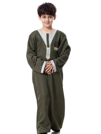 Eid Muslim Kids Abaya Jubba Thobe Dress Kimono Boy Thobe Thawb Caftan for Children Ramadan Long Robes Dress Dubai Arab 2025