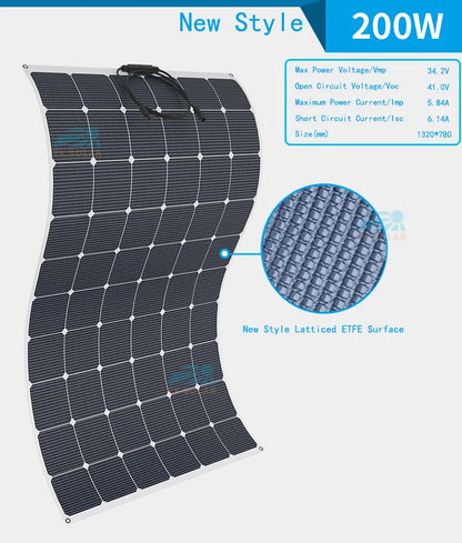 20W - 200W High efficiency SUNPOWER ETFE flexible solar panel  Professional automotive rv yacht solar panels Support for custom