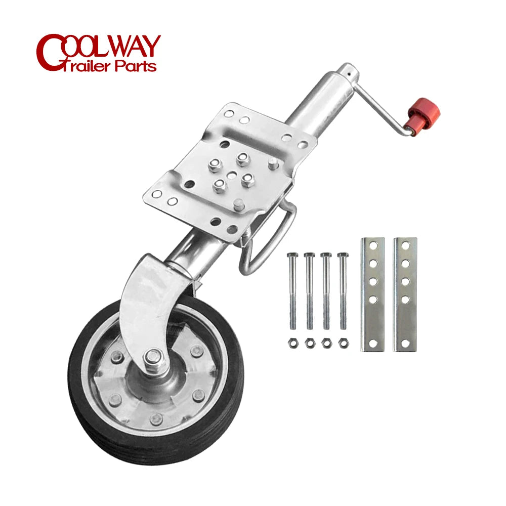 8 Inch Jockey Wheel Swing Up Solid Rubber Wheel Capacity 1500 Lbs Caravan RV Boat Trailer Jack Parts Accessories