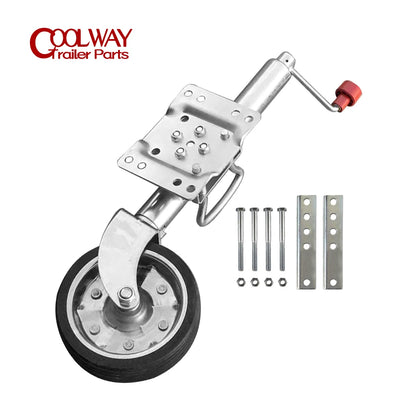 8 Inch Jockey Wheel Swing Up Solid Rubber Wheel Capacity 1500 Lbs Caravan RV Boat Trailer Jack Parts Accessories