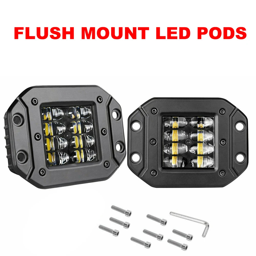 ANMINGPU 2x 5" Flush Mount LED Work Light Bar Off Road 12V 24V 40W Spot Beam LED Pods Light Bar for Car Truck Atv Jeep Headlight