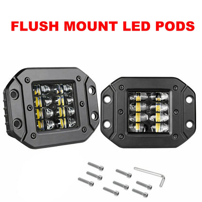 ANMINGPU 2x 5" Flush Mount LED Work Light Bar Off Road 12V 24V 40W Spot Beam LED Pods Light Bar for Car Truck Atv Jeep Headlight