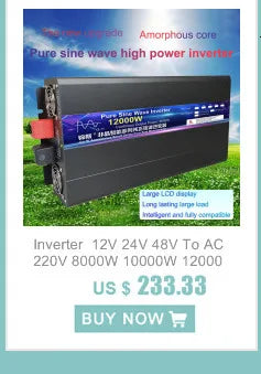 Inverter  12V 24V 48V To AC 220V 8000W 10000W 12000W Pure Sine Wave Solar Power Inverter Transformer Voltage Frequency Converter