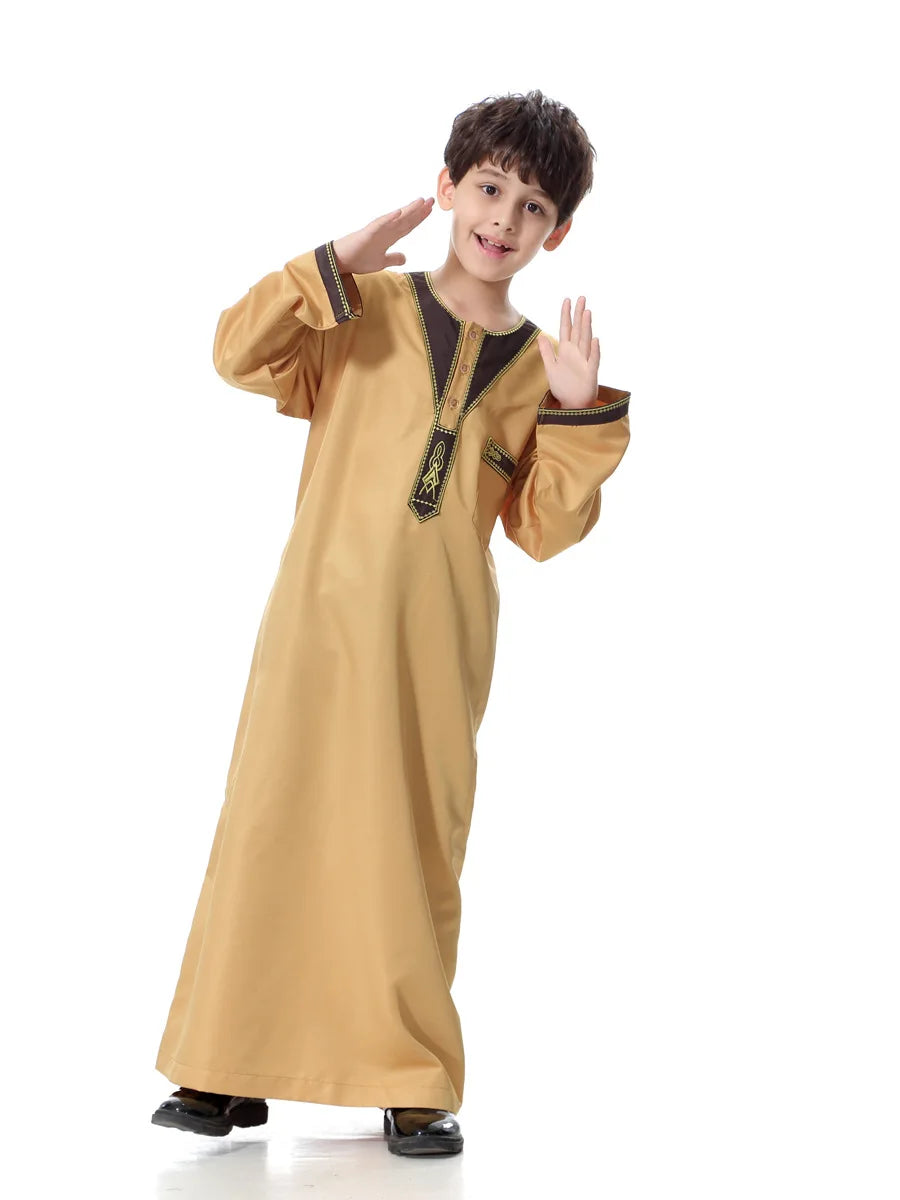 Eid Muslim Kids Abaya Jubba Thobe Dress Kimono Boy Thobe Thawb Caftan for Children Ramadan Long Robes Dress Dubai Arab 2025