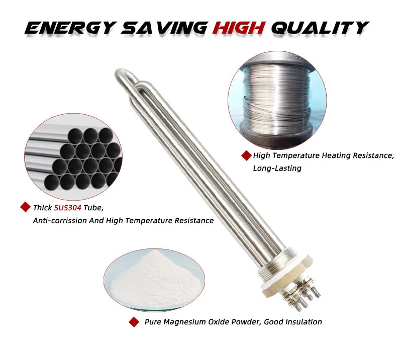 12v Heating Element Water Heater Camper 300w/400w/600w with DN25 to DN32/DN40 Thread Adapter