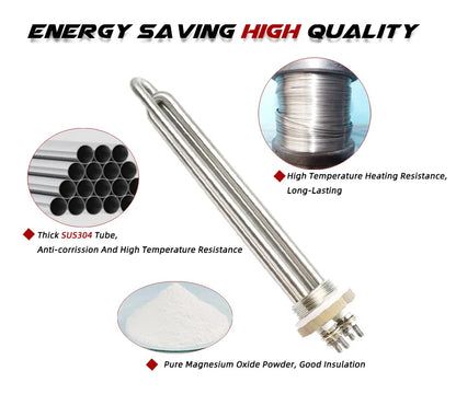 12v Heating Element Water Heater Camper 300w/400w/600w with DN25 to DN32/DN40 Thread Adapter