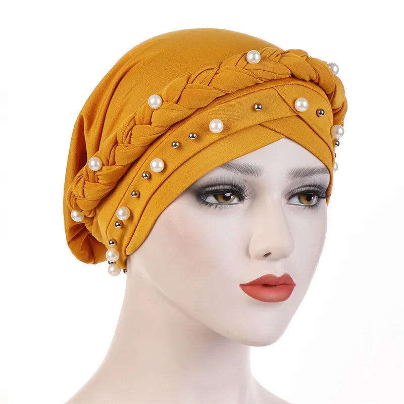 Head Scarf for Muslim Women Solid Cotton Turban Bonnet Hijab Caps White Pearl Inner Hijabs Femme Musulman Arab Wrap Turbantes