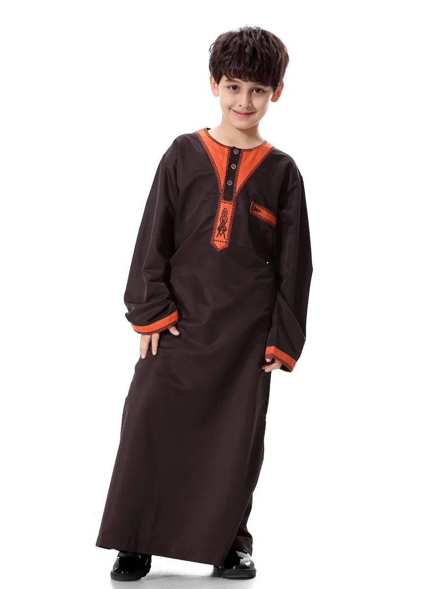 Eid Muslim Kids Abaya Jubba Thobe Dress Kimono Boy Thobe Thawb Caftan for Children Ramadan Long Robes Dress Dubai Arab 2025