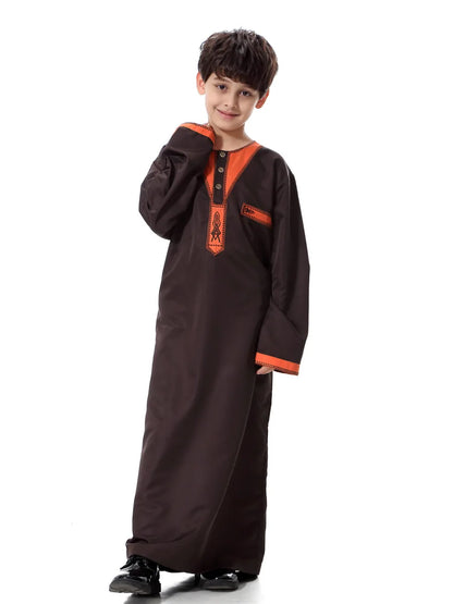 Eid Muslim Kids Abaya Jubba Thobe Dress Kimono Boy Thobe Thawb Caftan for Children Ramadan Long Robes Dress Dubai Arab 2025