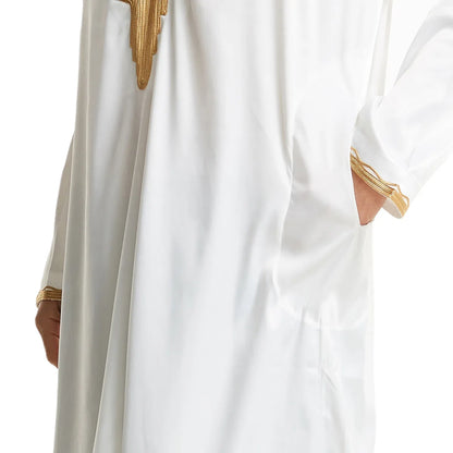 Men Dishdasha Muslim Long Sleeve Dress Daffah Thobe Jubba Saudi Arab Thoub Kaftan Islamic Clothing Robes Abaya Dubai Middle East