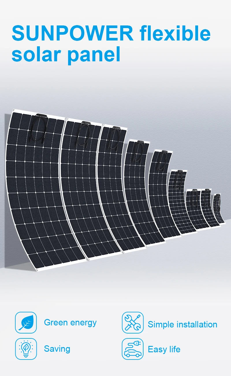 20W - 200W High efficiency SUNPOWER ETFE flexible solar panel  Professional automotive rv yacht solar panels Support for custom