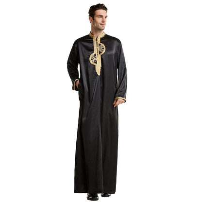 Men Dishdasha Muslim Long Sleeve Dress Daffah Thobe Jubba Saudi Arab Thoub Kaftan Islamic Clothing Robes Abaya Dubai Middle East