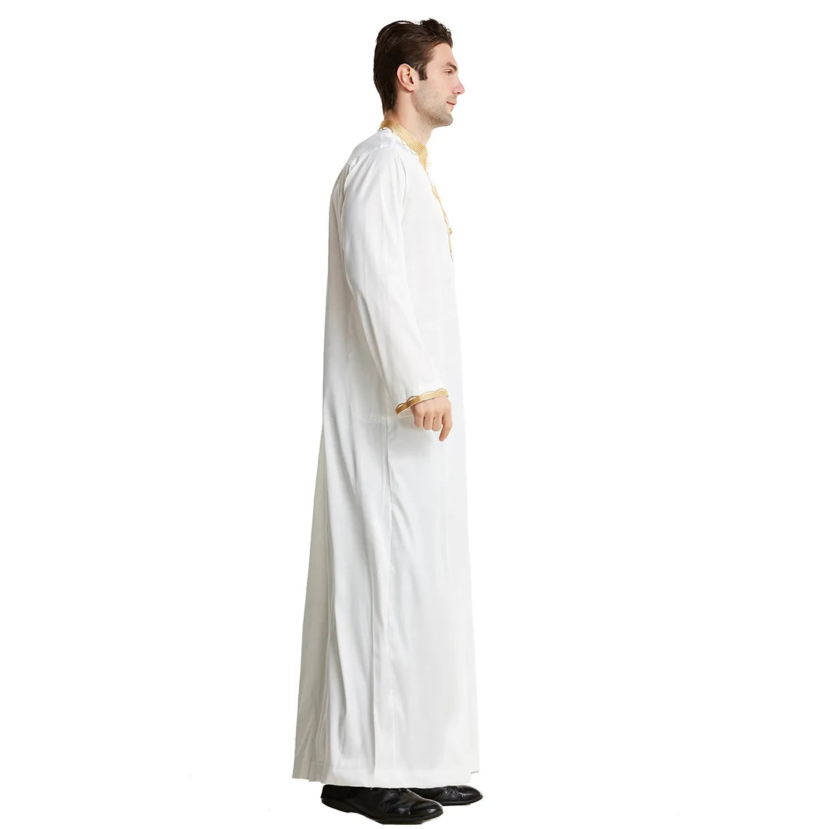 Men Dishdasha Muslim Long Sleeve Dress Daffah Thobe Jubba Saudi Arab Thoub Kaftan Islamic Clothing Robes Abaya Dubai Middle East