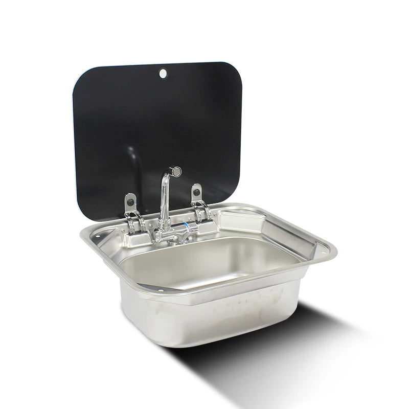 TYTXRV Caravan Accessories RV Sink Stainless Steel Hand Wash Basin Sink with Folded Fauce for RV Caravan Boat Kitchen