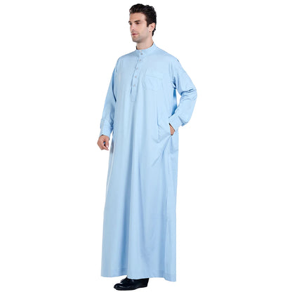 Mens Robe Long Sleeve Saudi Abaya Arabic Thobe Jubba Thoub Dubai Daffah Kaftan Middle East Islam Thawb Jubba Muslim Dress Caftan