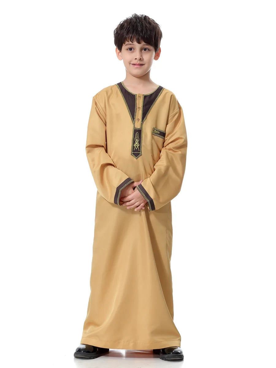 Eid Muslim Kids Abaya Jubba Thobe Dress Kimono Boy Thobe Thawb Caftan for Children Ramadan Long Robes Dress Dubai Arab 2025