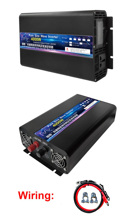 Inverter 12V 220V 2000W 3000W 4000W 5000W 24V Dc To 110V AC Pure Sine Wave Voltage Converter 12 220 Power Car Micro Inverter LCD