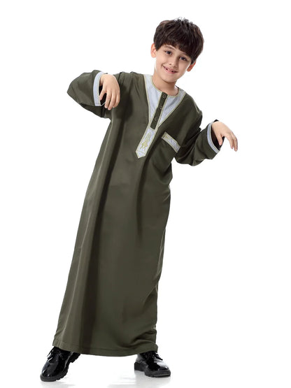 Eid Muslim Kids Abaya Jubba Thobe Dress Kimono Boy Thobe Thawb Caftan for Children Ramadan Long Robes Dress Dubai Arab 2025