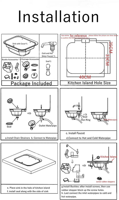 TYTXRV Caravan Accessories RV Sink Stainless Steel Hand Wash Basin Sink with Folded Fauce for RV Caravan Boat Kitchen