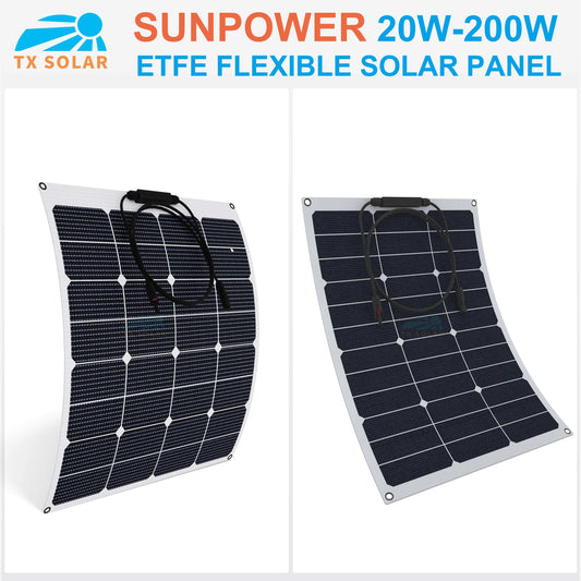 20W - 200W High efficiency SUNPOWER ETFE flexible solar panel  Professional automotive rv yacht solar panels Support for custom