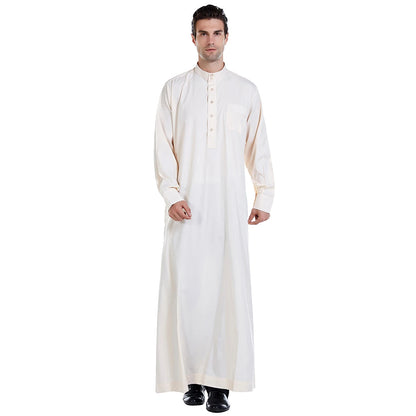 Mens Robe Long Sleeve Saudi Abaya Arabic Thobe Jubba Thoub Dubai Daffah Kaftan Middle East Islam Thawb Jubba Muslim Dress Caftan