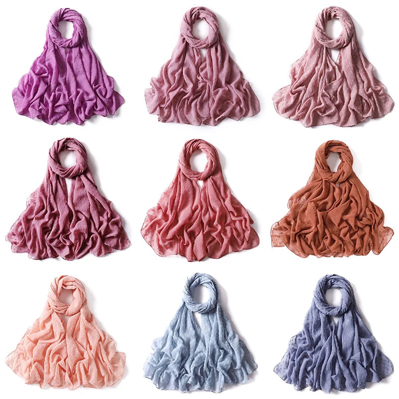 Fashion Scarf Solid Muslim Women's Hijab Scarves Chiffon Hair Ball Turban Ladies Hijabs For Head Female Long Wraps Headscarf