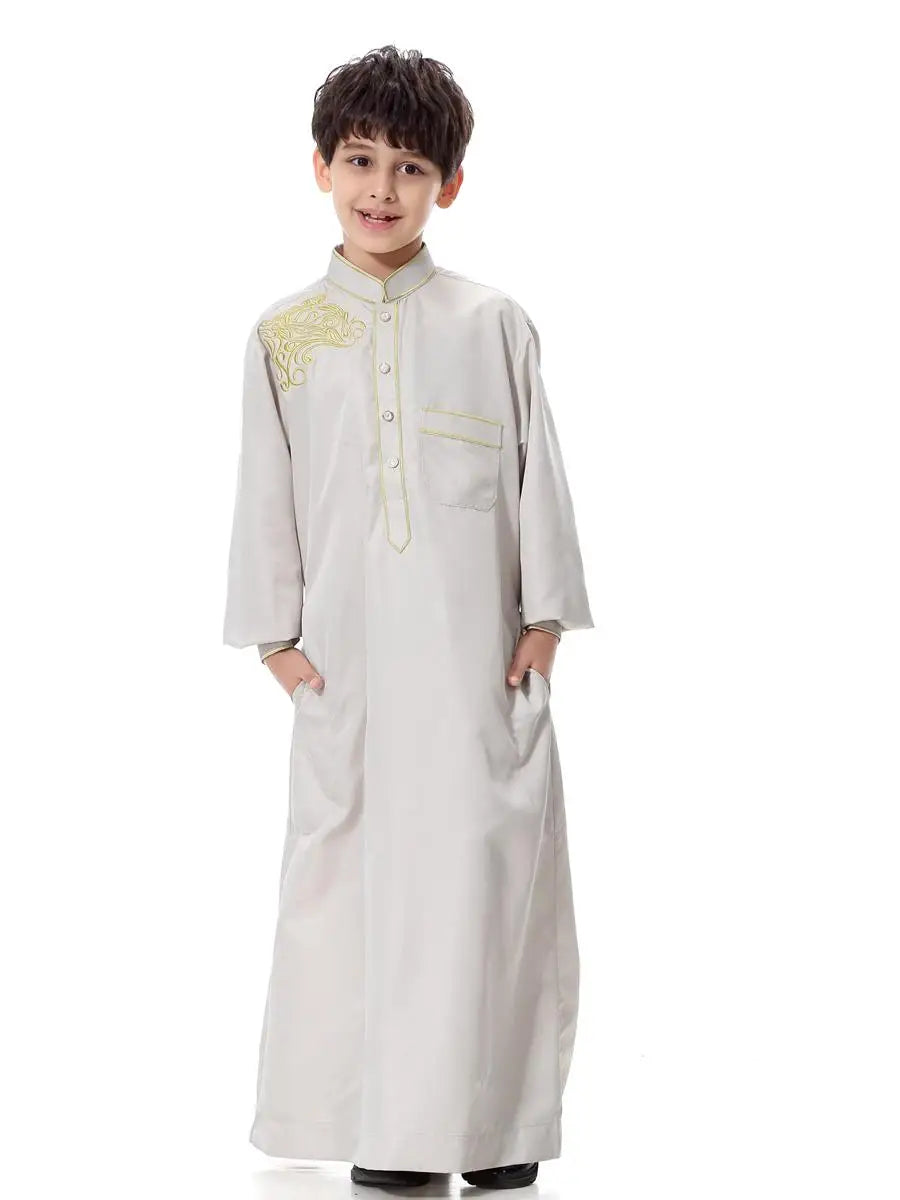 Dubai Arabic Muslim Kids Boy Jubba Thobe Turkish Robe Ramadan Islamic Clothing Kaftan Abaya Prayer Garment Dress Thoub Djellaba