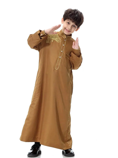 Dubai Arabic Muslim Kids Boy Jubba Thobe Turkish Robe Ramadan Islamic Clothing Kaftan Abaya Prayer Garment Dress Thoub Djellaba