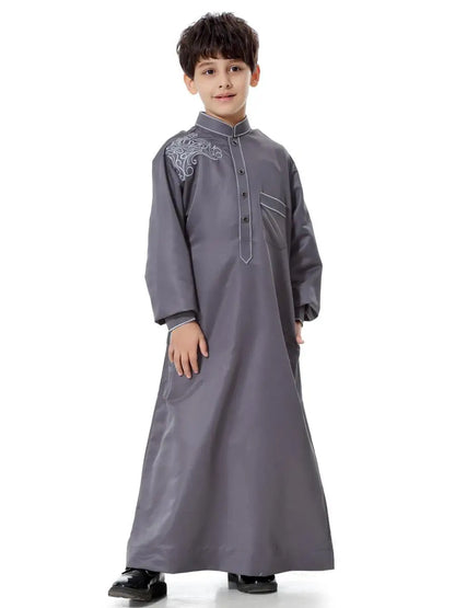 Dubai Arabic Muslim Kids Boy Jubba Thobe Turkish Robe Ramadan Islamic Clothing Kaftan Abaya Prayer Garment Dress Thoub Djellaba