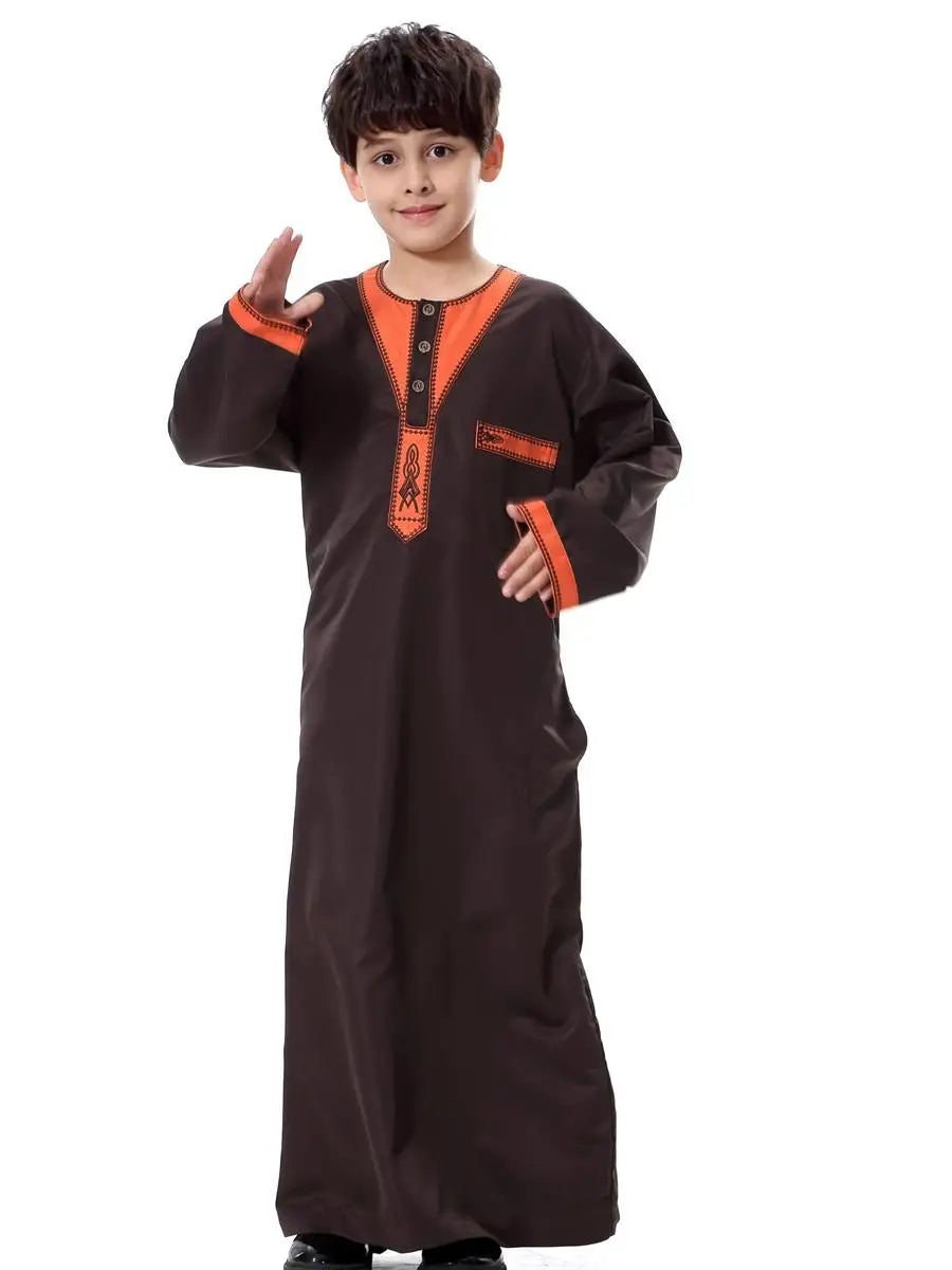 Child Muslim Kids Clothing Middle East Abaya Jubba Thobe Boy Long Dress Muslim Robe Traditional Kaftan Caftan Dishdasha Ramadan