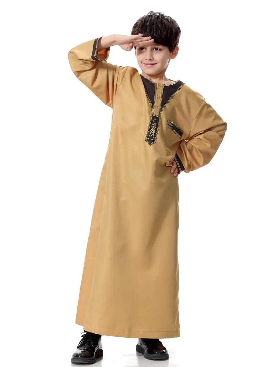 Child Muslim Kids Clothing Middle East Abaya Jubba Thobe Boy Long Dress Muslim Robe Traditional Kaftan Caftan Dishdasha Ramadan