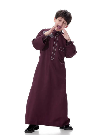 Dubai Arabic Muslim Kids Boy Jubba Thobe Turkish Robe Ramadan Islamic Clothing Kaftan Abaya Prayer Garment Dress Thoub Djellaba