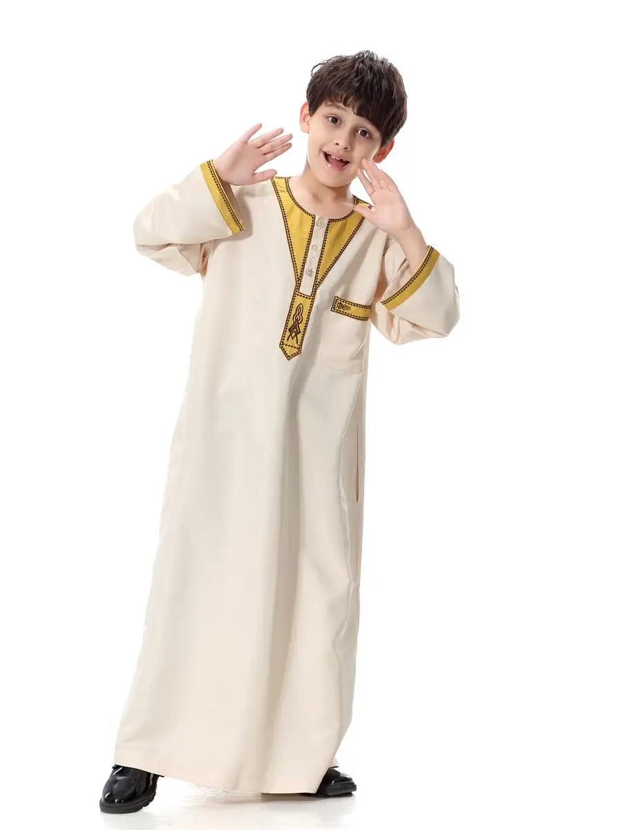 Child Muslim Kids Clothing Middle East Abaya Jubba Thobe Boy Long Dress Muslim Robe Traditional Kaftan Caftan Dishdasha Ramadan