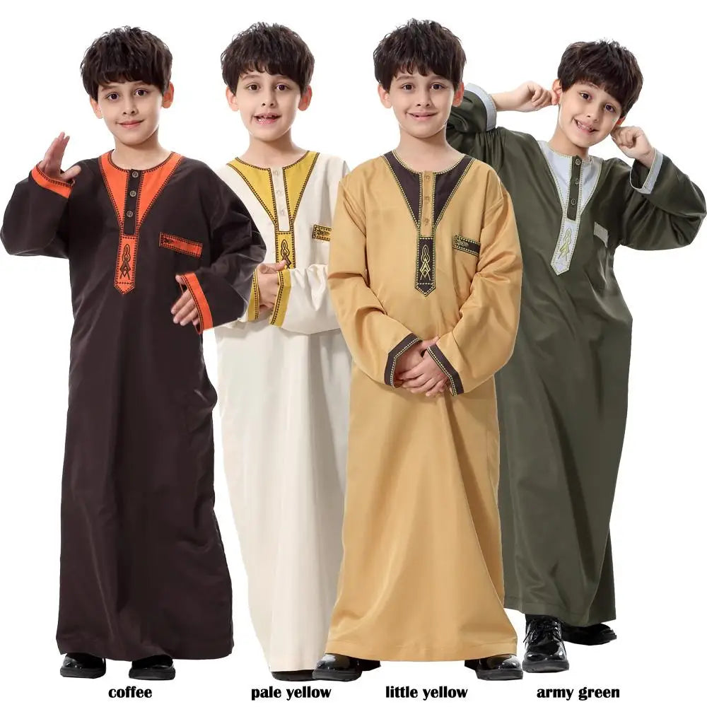 Child Muslim Kids Clothing Middle East Abaya Jubba Thobe Boy Long Dress Muslim Robe Traditional Kaftan Caftan Dishdasha Ramadan