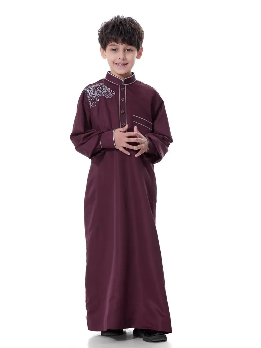 Dubai Arabic Muslim Kids Boy Jubba Thobe Turkish Robe Ramadan Islamic Clothing Kaftan Abaya Prayer Garment Dress Thoub Djellaba