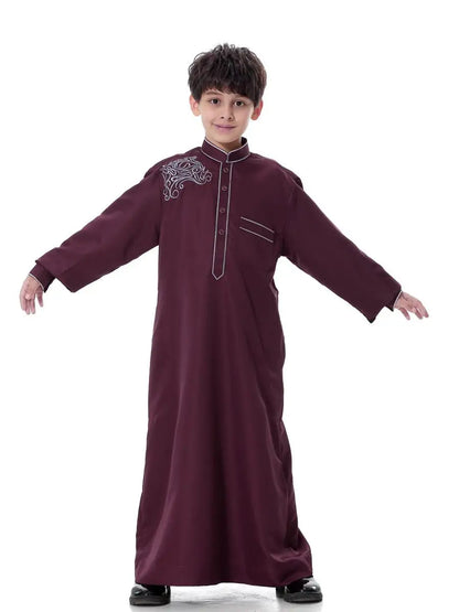 Dubai Arabic Muslim Kids Boy Jubba Thobe Turkish Robe Ramadan Islamic Clothing Kaftan Abaya Prayer Garment Dress Thoub Djellaba