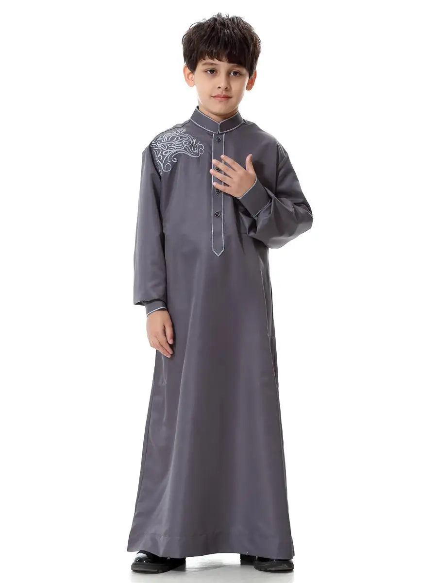 Dubai Arabic Muslim Kids Boy Jubba Thobe Turkish Robe Ramadan Islamic Clothing Kaftan Abaya Prayer Garment Dress Thoub Djellaba