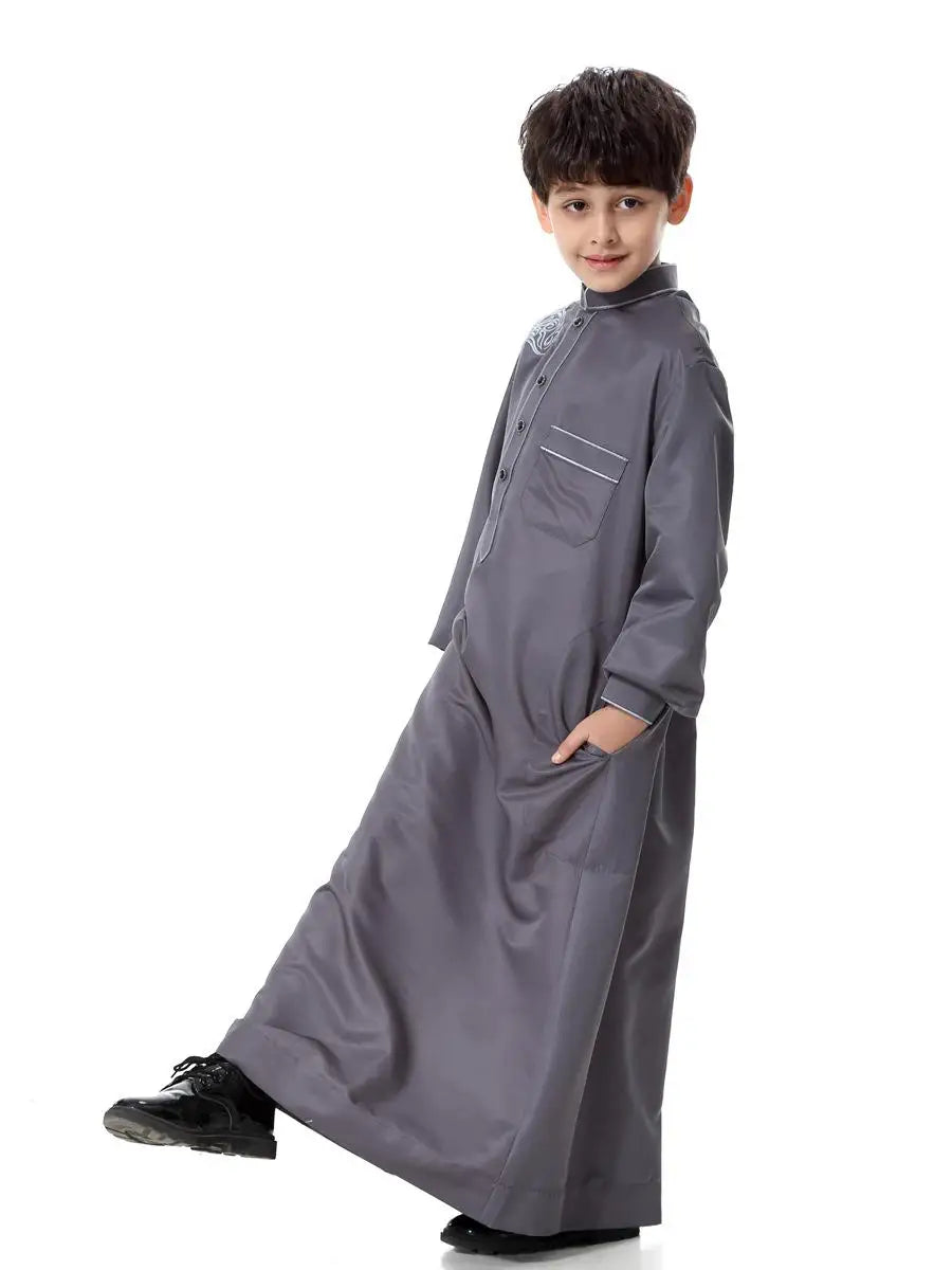 Dubai Arabic Muslim Kids Boy Jubba Thobe Turkish Robe Ramadan Islamic Clothing Kaftan Abaya Prayer Garment Dress Thoub Djellaba