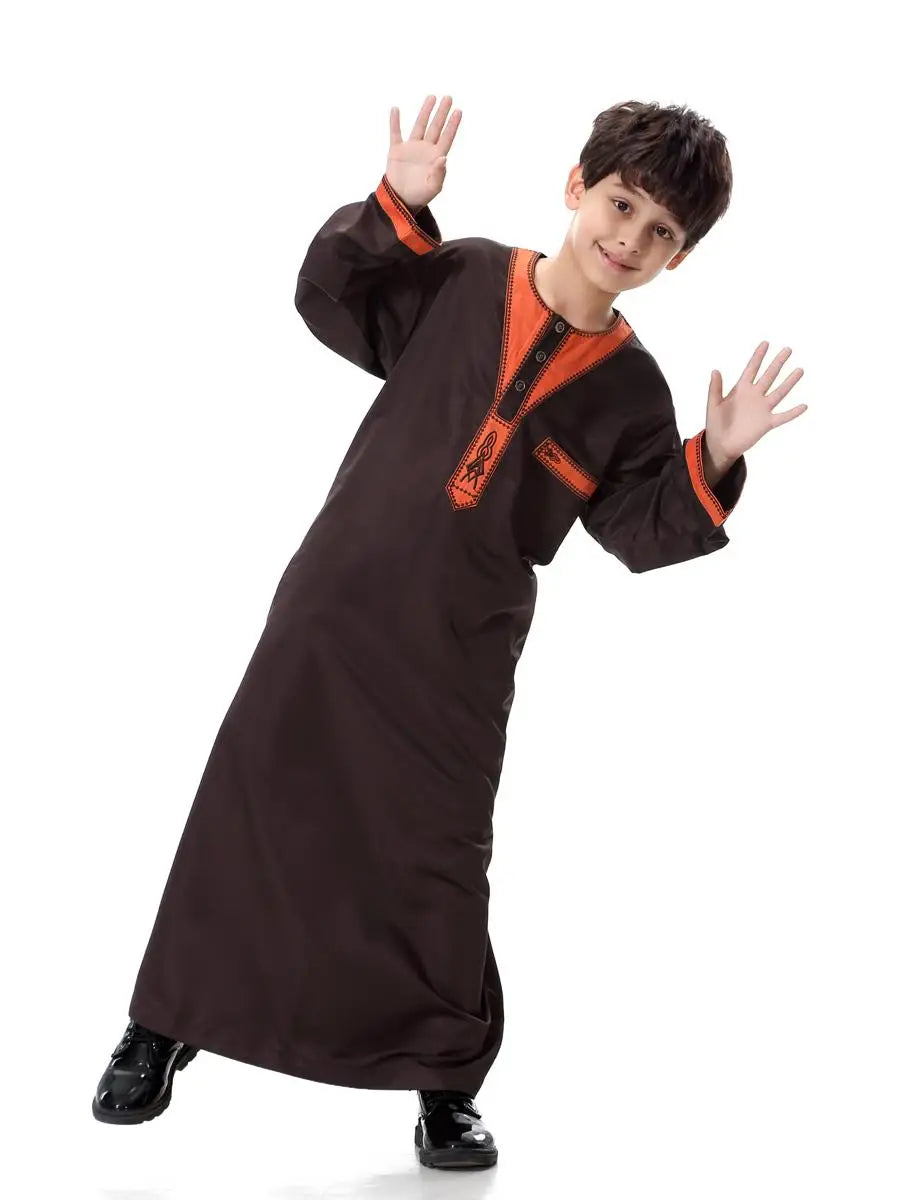 Child Muslim Kids Clothing Middle East Abaya Jubba Thobe Boy Long Dress Muslim Robe Traditional Kaftan Caftan Dishdasha Ramadan