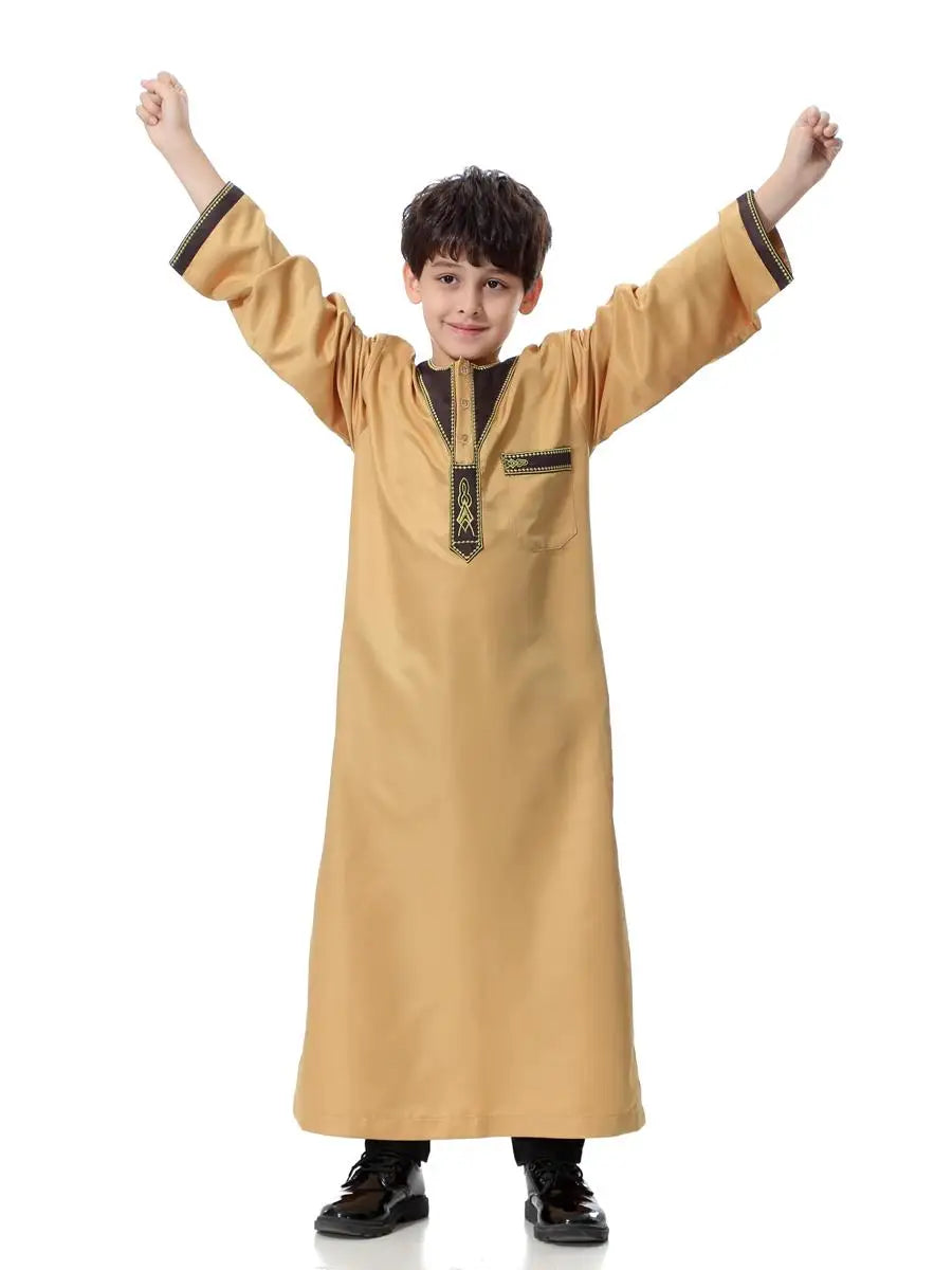 Child Muslim Kids Clothing Middle East Abaya Jubba Thobe Boy Long Dress Muslim Robe Traditional Kaftan Caftan Dishdasha Ramadan