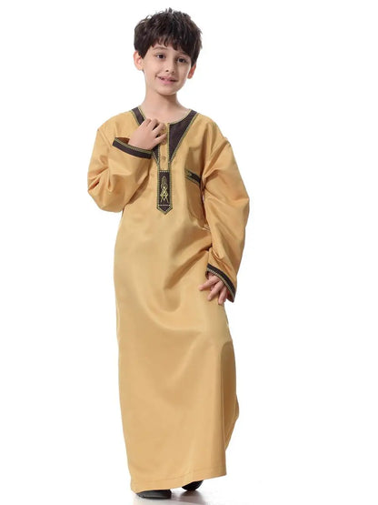 Child Muslim Kids Clothing Middle East Abaya Jubba Thobe Boy Long Dress Muslim Robe Traditional Kaftan Caftan Dishdasha Ramadan